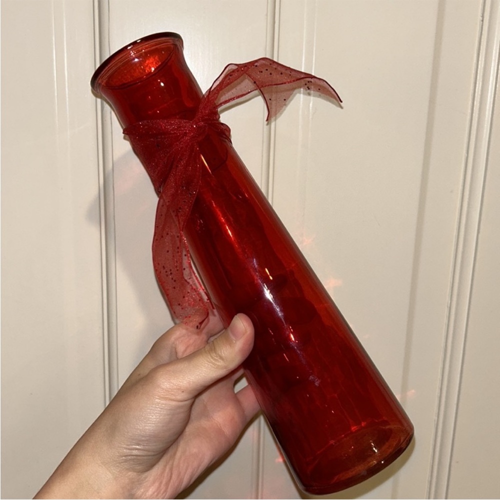 red glass vase